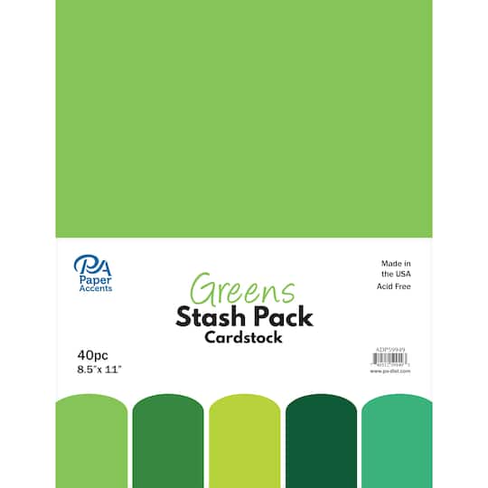 PA Paper&#x2122; Accents Greens Stash Pack 8.5&#x22; x 11&#x22; Cardstock, 40 sheets